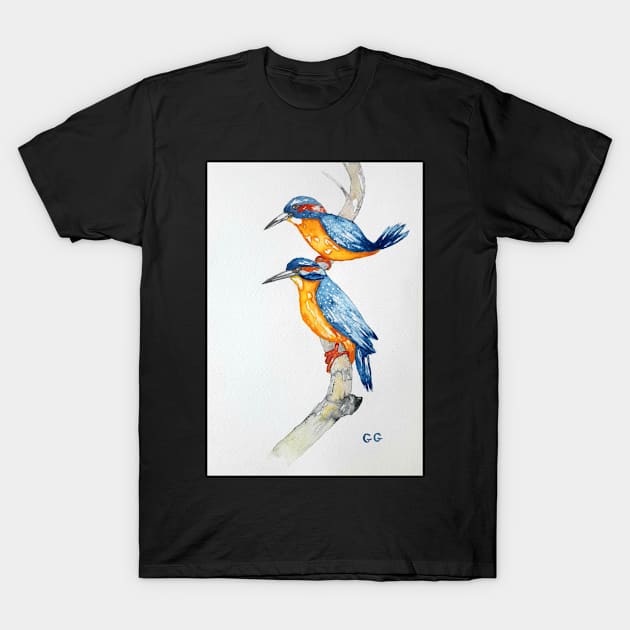 Blue Kingfishers bird art bird lovers printable bird art T-Shirt by GarryGreenwood